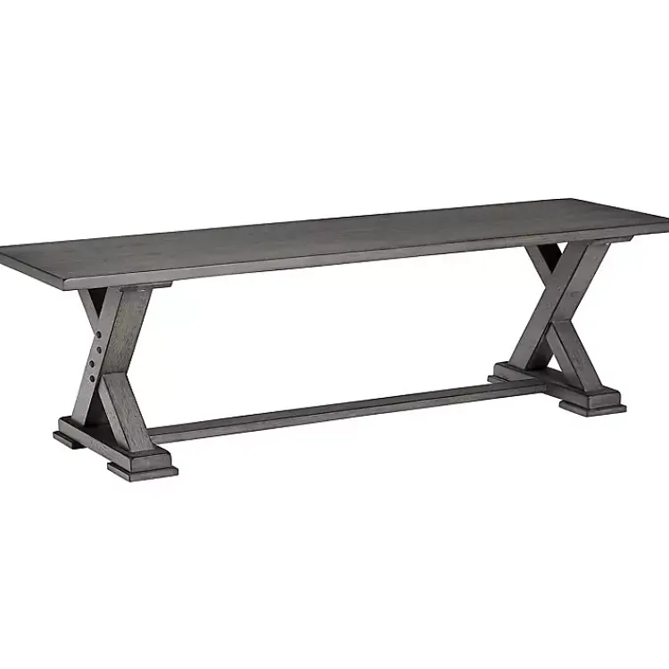 Kirklands Home Wood Harbor Dining Bench Gray