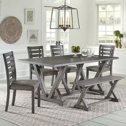 Kirklands Home Wood Harbor Dining Bench Gray