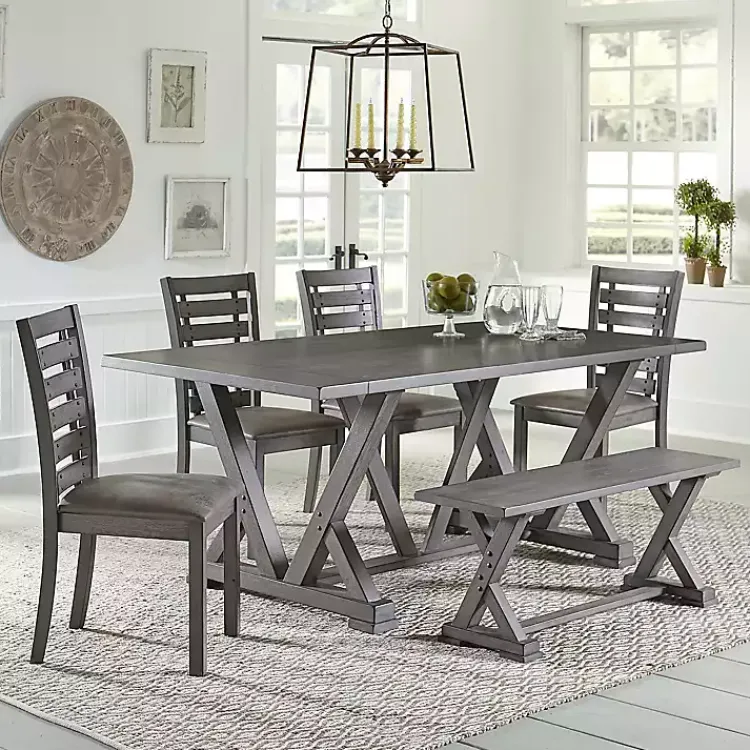 Kirklands Home Wood Harbor Dining Bench Gray