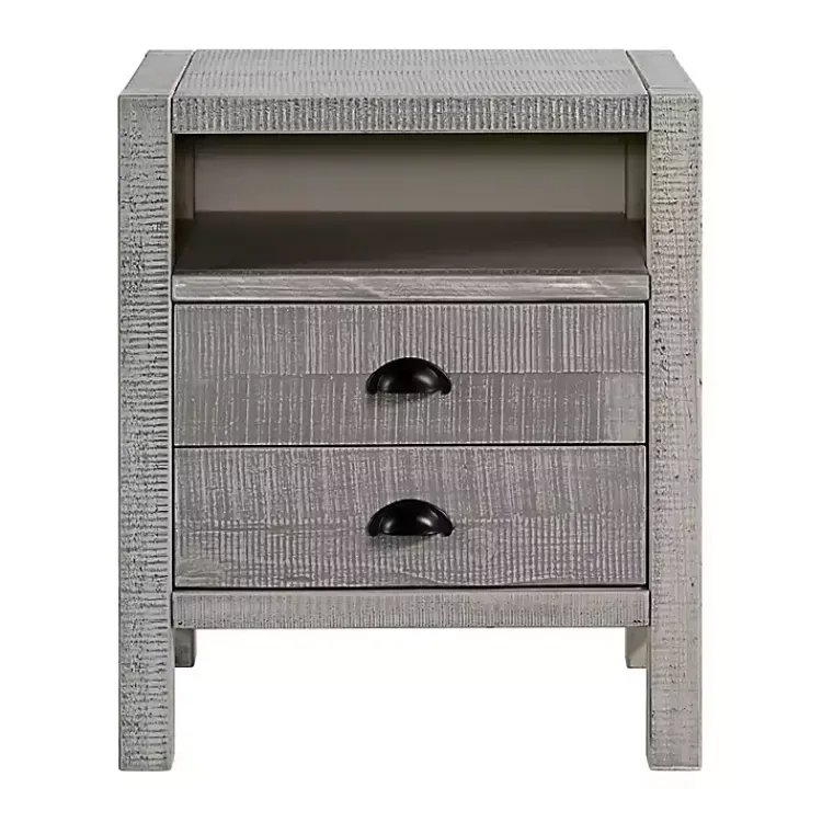 Kirklands Home Wood Open Shelf Nightstand Gray Hot