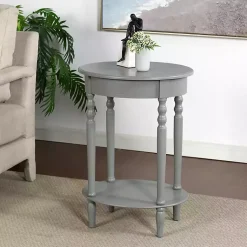 Kirklands Home Wood Oval Emily Accent Table Gray New