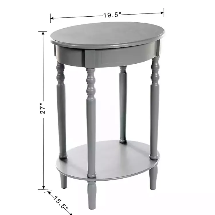 Kirklands Home Wood Oval Emily Accent Table Gray New