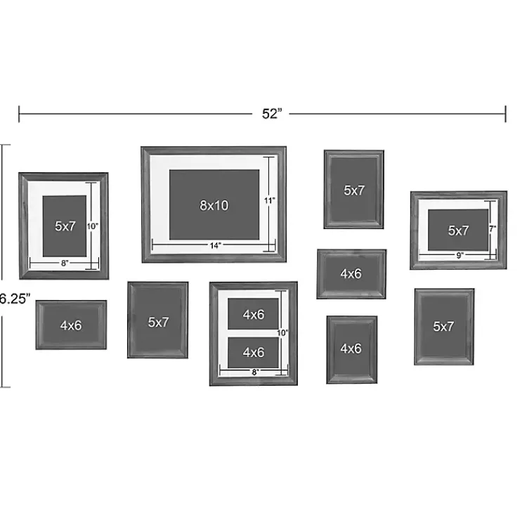 Kirklands Home Wood 10-pc. Gallery Wall Picture Frame Set Gray Clearance