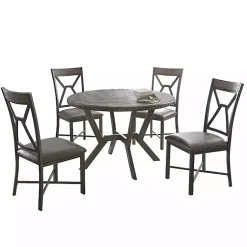 Kirklands Home Gray Wood Upholstered 5-pc. Dining Set Hot