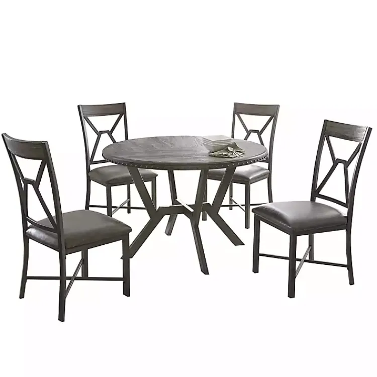 Kirklands Home Gray Wood Upholstered 5-pc. Dining Set Hot