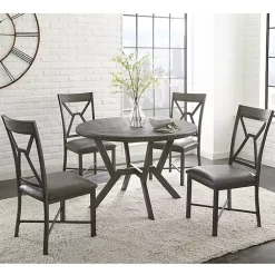 Kirklands Home Gray Wood Upholstered 5-pc. Dining Set Hot