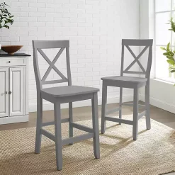 Kirklands Home Wood X-Back Counter Stools, Set of 2 Gray Outlet