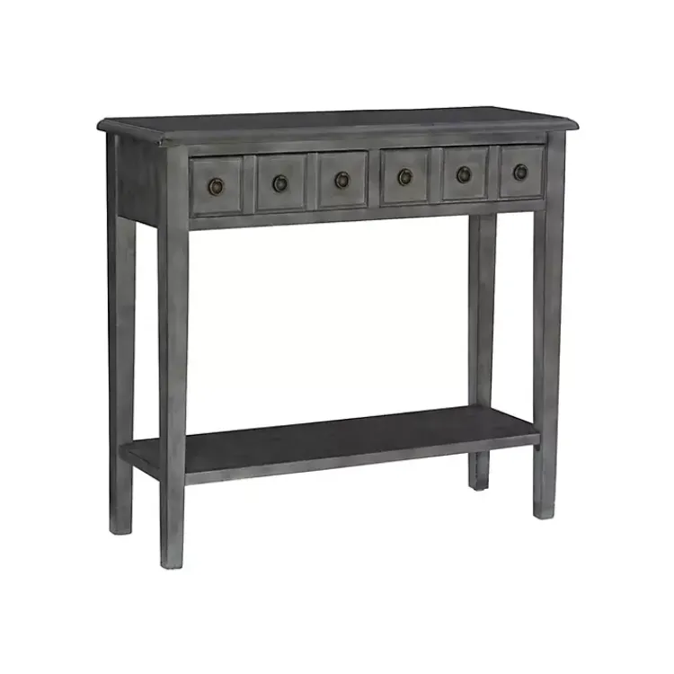 Kirklands Home Wooden Console Table with Double Drawers Gray Discount