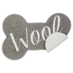 Kirklands Home Gray Woof Bone Pet Bowl Mat Hot