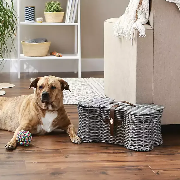 Baskets & Boxes>Kirklands Home Woven Bone Shaped Basket, 17 in. Gray