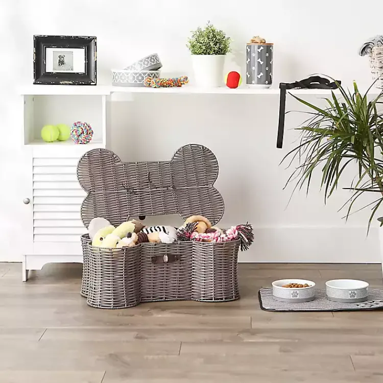 Baskets & Boxes>Kirklands Home Woven Bone Shaped Basket, 21 in. Gray