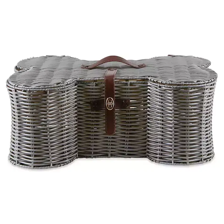 Baskets & Boxes>Kirklands Home Woven Bone Shaped Basket, 24 in. Gray
