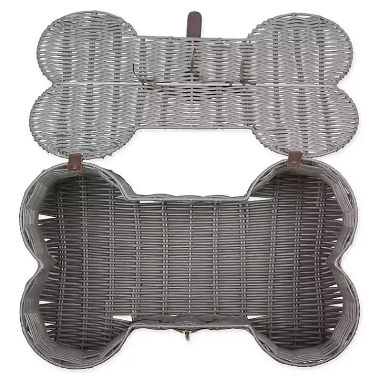 Baskets & Boxes>Kirklands Home Woven Bone Shaped Basket, 24 in. Gray