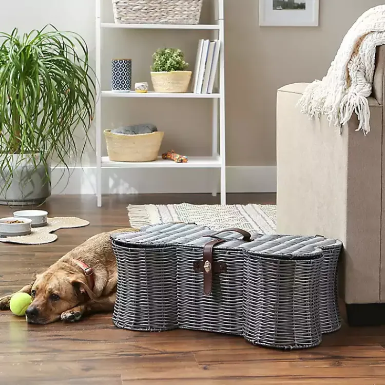 Baskets & Boxes>Kirklands Home Woven Bone Shaped Basket, 24 in. Gray