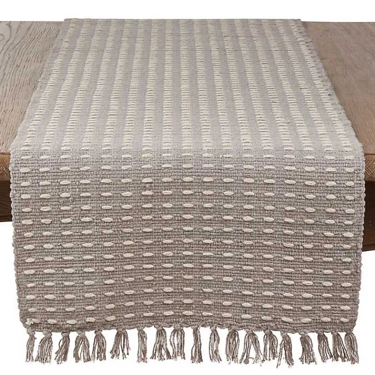 Kirklands Home Woven Dash Cotton Table Runner Gray Outlet