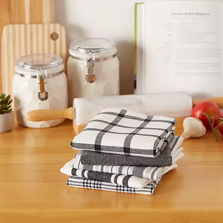 Kirklands Home Gray Woven Dish Towels, Set of 5