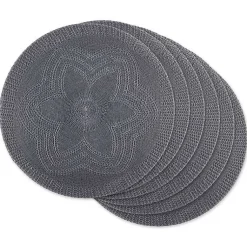 Kirklands Home Woven Round Placemats, Set of 6 Gray New