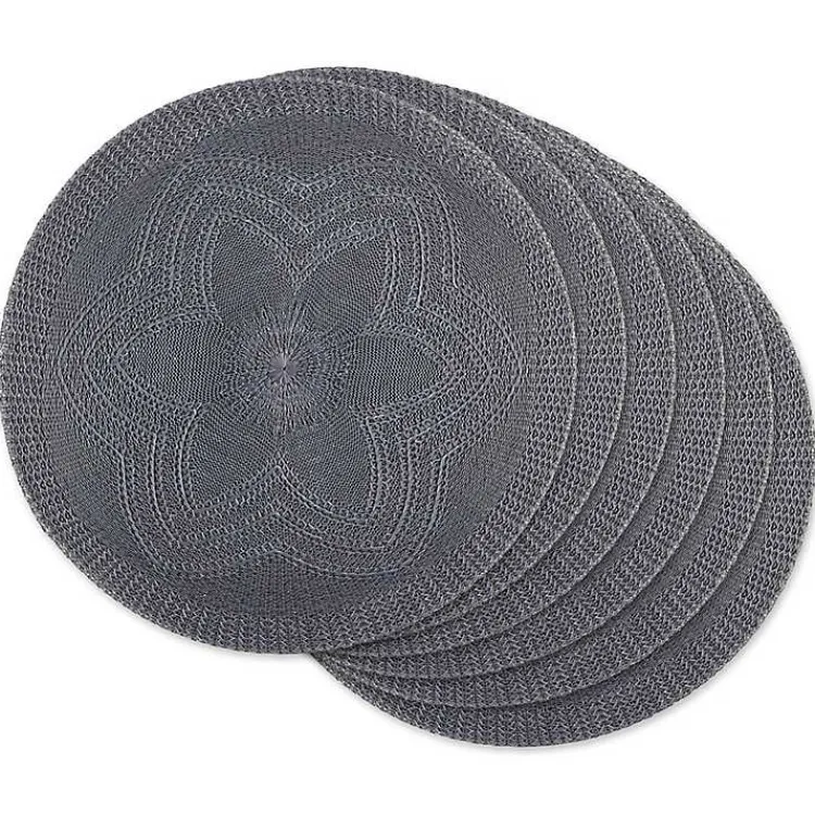 Kirklands Home Woven Round Placemats, Set of 6 Gray New