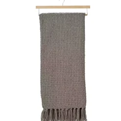 Blankets & Throws>Kirklands Home Woven Waffle Knit Chenille Throw Gray