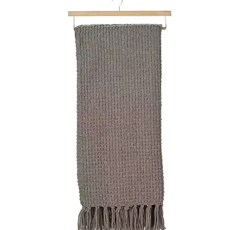 Blankets & Throws>Kirklands Home Woven Waffle Knit Chenille Throw Gray