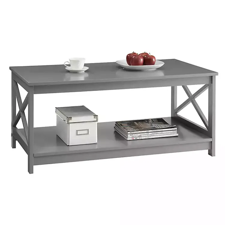 Kirklands Home X-Frame Single Shelf Coffee Table Gray New