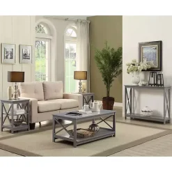 Kirklands Home X-Frame Single Shelf Coffee Table Gray New