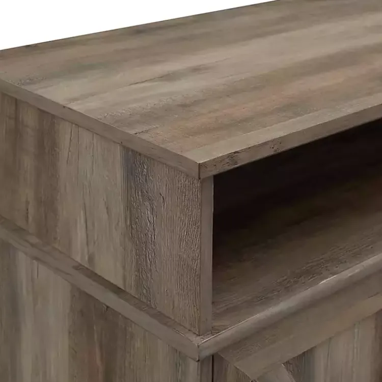 Kirklands Home Graywash Rustic Fireplace Cabinet Brown Discount