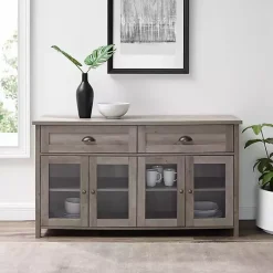 Kirklands Home wash Rustic Glass Front Sideboard Gray Clearance