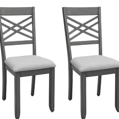 Kirklands Home Graywash Wood X-Back Dining Chairs, Set of 2 White New