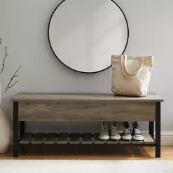 Kirklands Home washed Lift-Top Storage Bench Gray