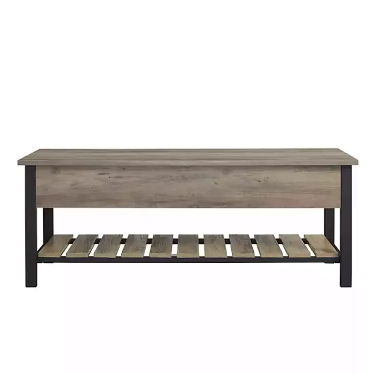 Kirklands Home washed Lift-Top Storage Bench Gray
