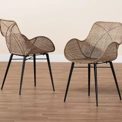 Kirklands Home Graywashed Metal Flared Dining Chairs, Set of 2 Brown