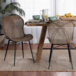 Kirklands Home Graywashed Rattan Dining Chairs, Set of 2 Brown