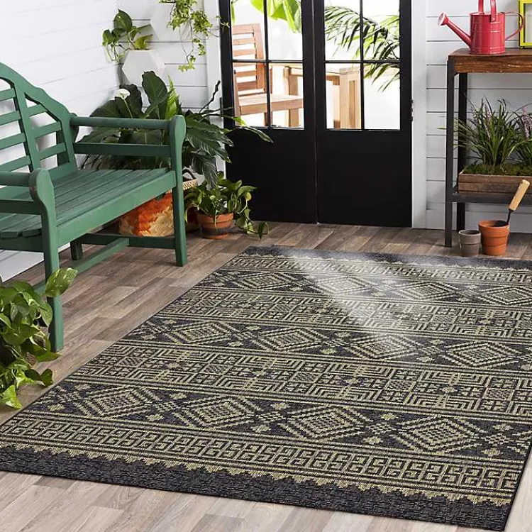 Kirklands Home Greek Key Sun Shower Outdoor Area Rug, 7x9 Hot