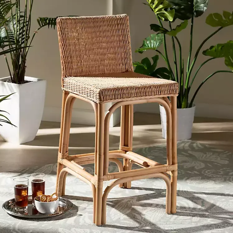 Kirklands Home Greek Natural Rat Woven Counter Stool Tan Online