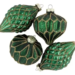 Christmas Ornaments>Kirklands Home Green & Gold Onion & Finial Ornaments, Set of 4