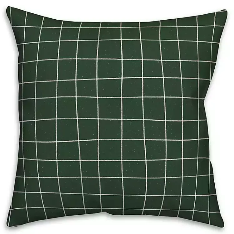 Kirklands Home & White Grid Indoor/Outdoor Pillow Green Clearance
