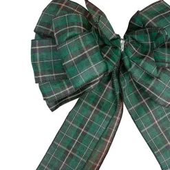 Christmas Tree Decorations>Kirklands Home Green and Black Plaid Bow Christmas Tree Topper