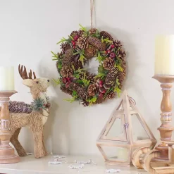 Wreaths>Kirklands Home Green and Brown Pinecone Mini Wreath