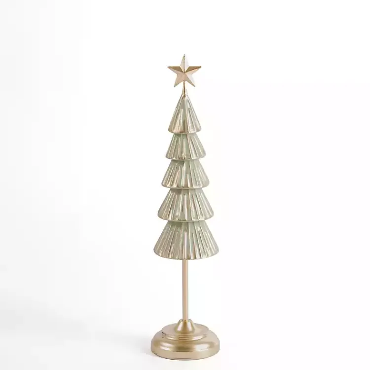 Christmas Decorations>Kirklands Home Green and Gold Tiered Christmas Tree, 19 in.