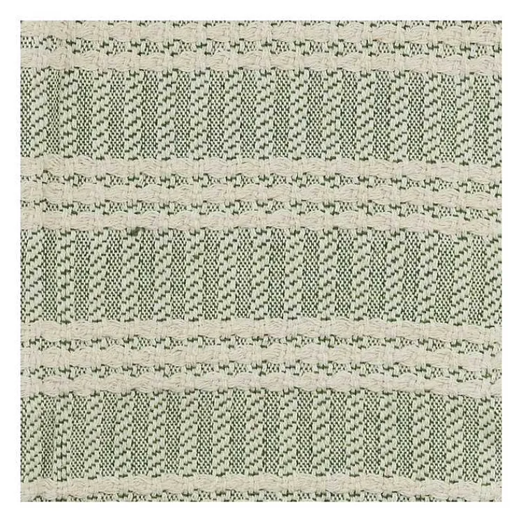 Blankets & Throws>Kirklands Home Green and Ivory Striped Cotton Throw