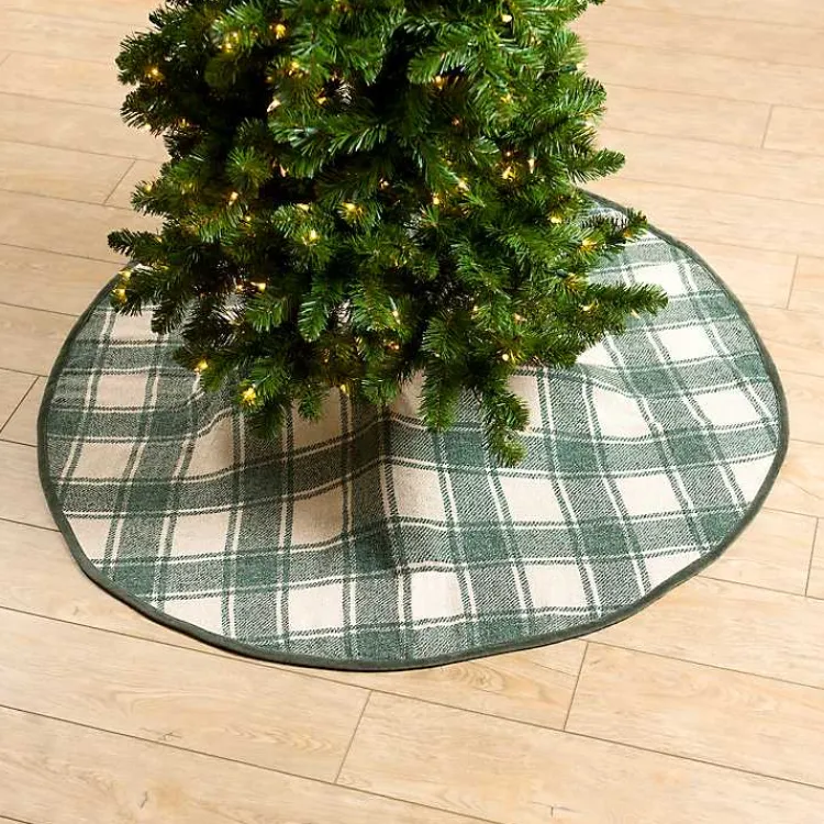 Christmas Tree Skirts & Collars>Kirklands Home Green and Tan Plaid Christmas Tree Skirt