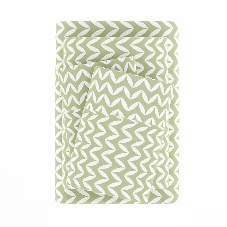 Kirklands Home Green and White Chevron 3-pc. Twin Sheet Set Online