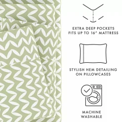 Kirklands Home Green and White Chevron 3-pc. Twin Sheet Set Online