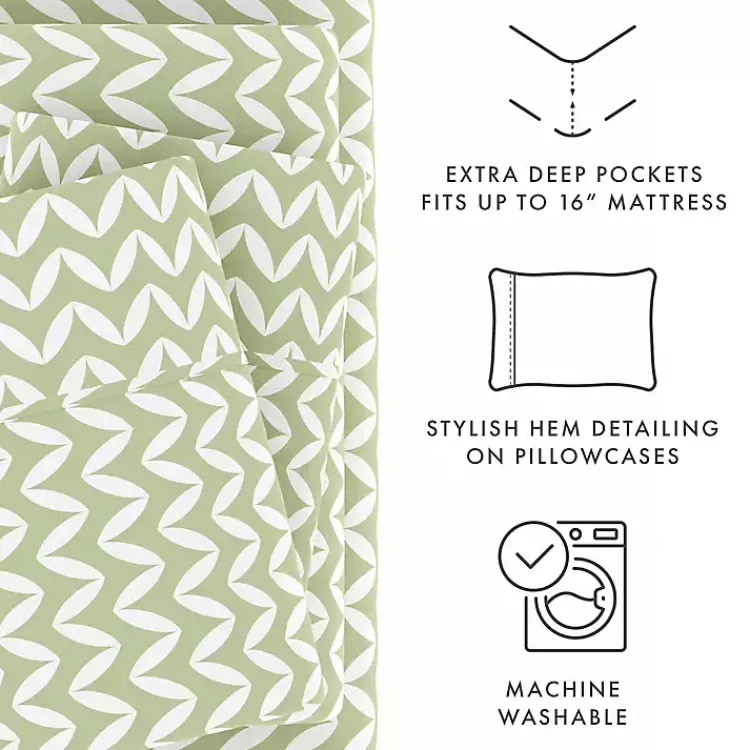 Kirklands Home Green and White Chevron 3-pc. Twin Sheet Set Online
