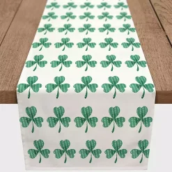 St Patricks Day Decorations>Kirklands Home Green and White Clover Grid Table Runner, 72 in.