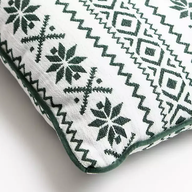 Christmas Pillows>Kirklands Home Green and White Fair Isle Christmas Pillow