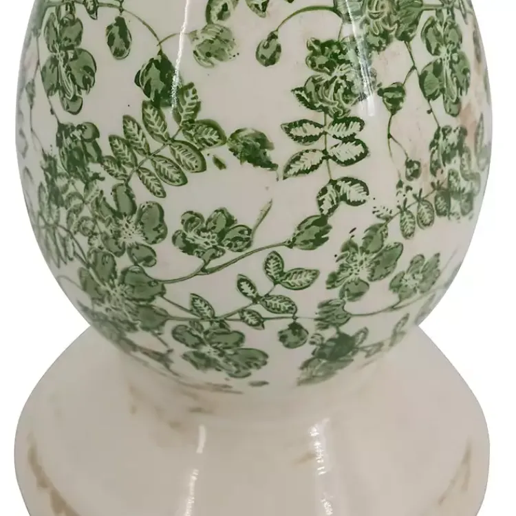 Candle Holders>Kirklands Home Green and White Floral Candle Holder, 12.5 in.