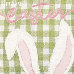 Easter Decorations>Kirklands Home Green and White Gingham Bunny Ears Pillow