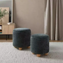 Kirklands Home Bacci Nesting Ottomans, Set of 2 Green New